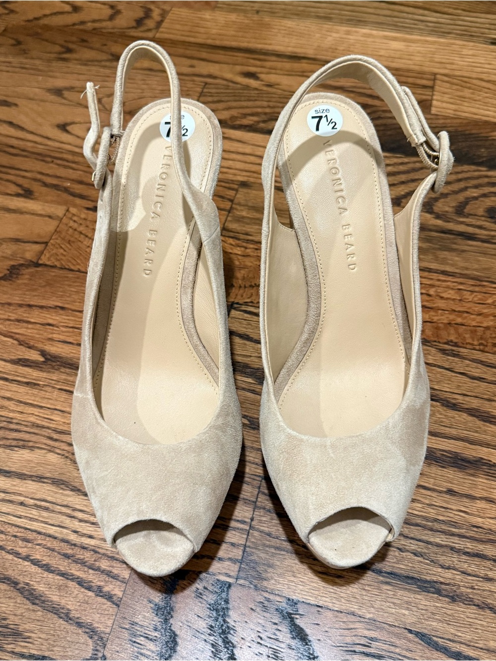 Veronica Beard Dali Suede Peep Toe Wedge Sandal 7.5 - Picture 5 of 11
